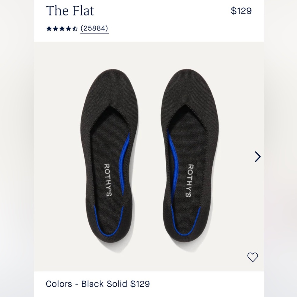 Rothy’s “The Flat” solid black 8.5.